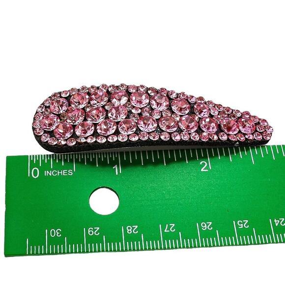 3pc Y2K Pink Rhinestone Hair Clip Set Vintage Style Princess Sparkle - Picture 4 of 8